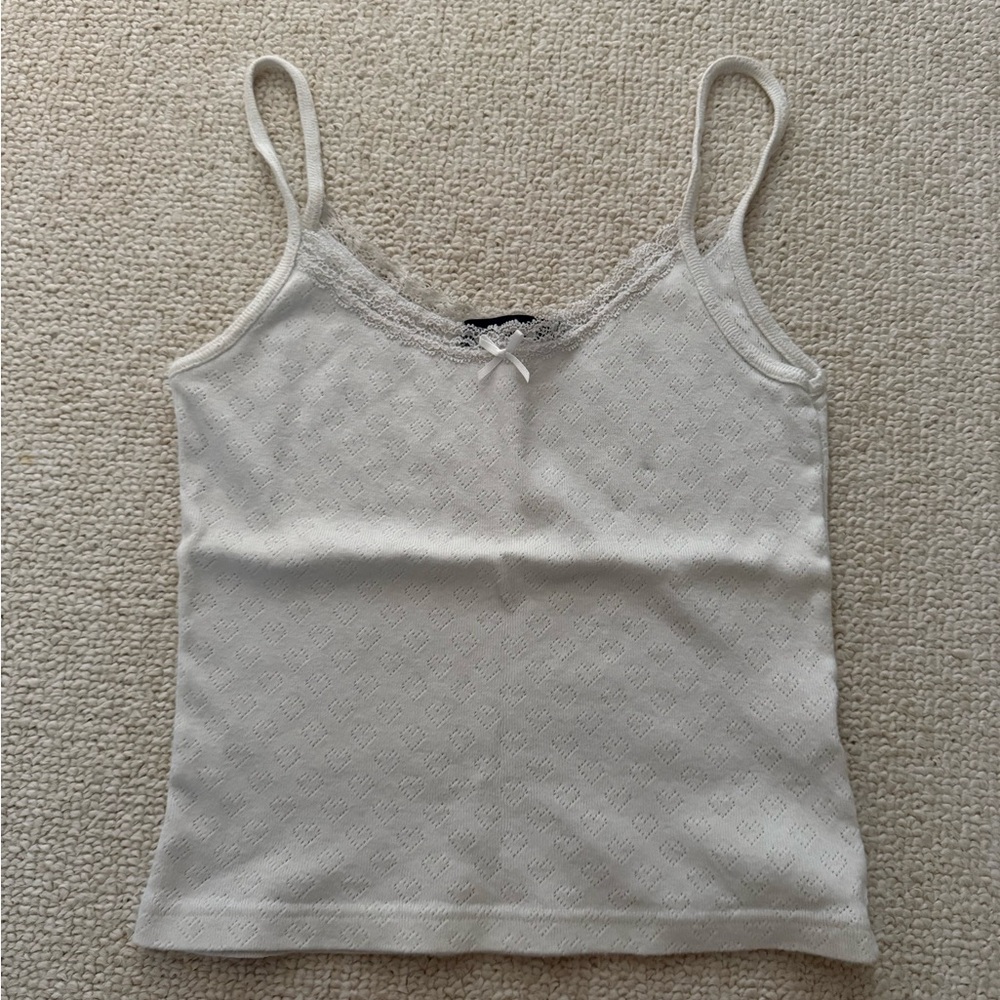 Brandy Melville White Lace Trim Camisole